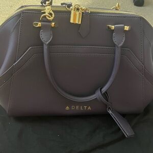 Zac Posen Delta Dark Purple Satchel with Gold Hardware